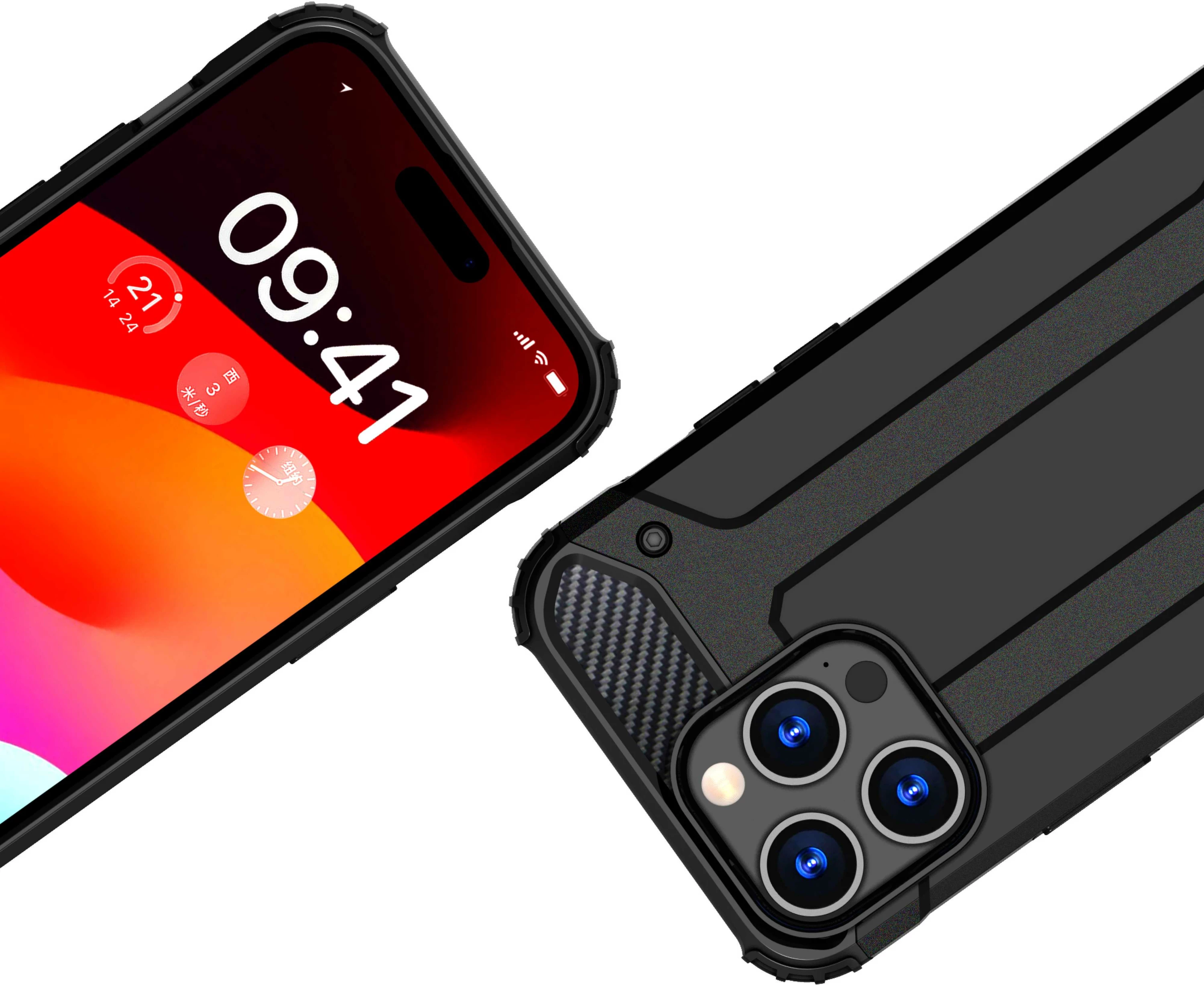 Hibridni ovitek za telefon Hurtel Hybrid Armor za iPhone 15 Pro, črn