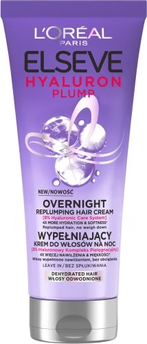 Krema za lase z hialuronom Elseve Hyaluron Plump Leave-In Night Hair Filling L'Oreal Paris, 200 ml