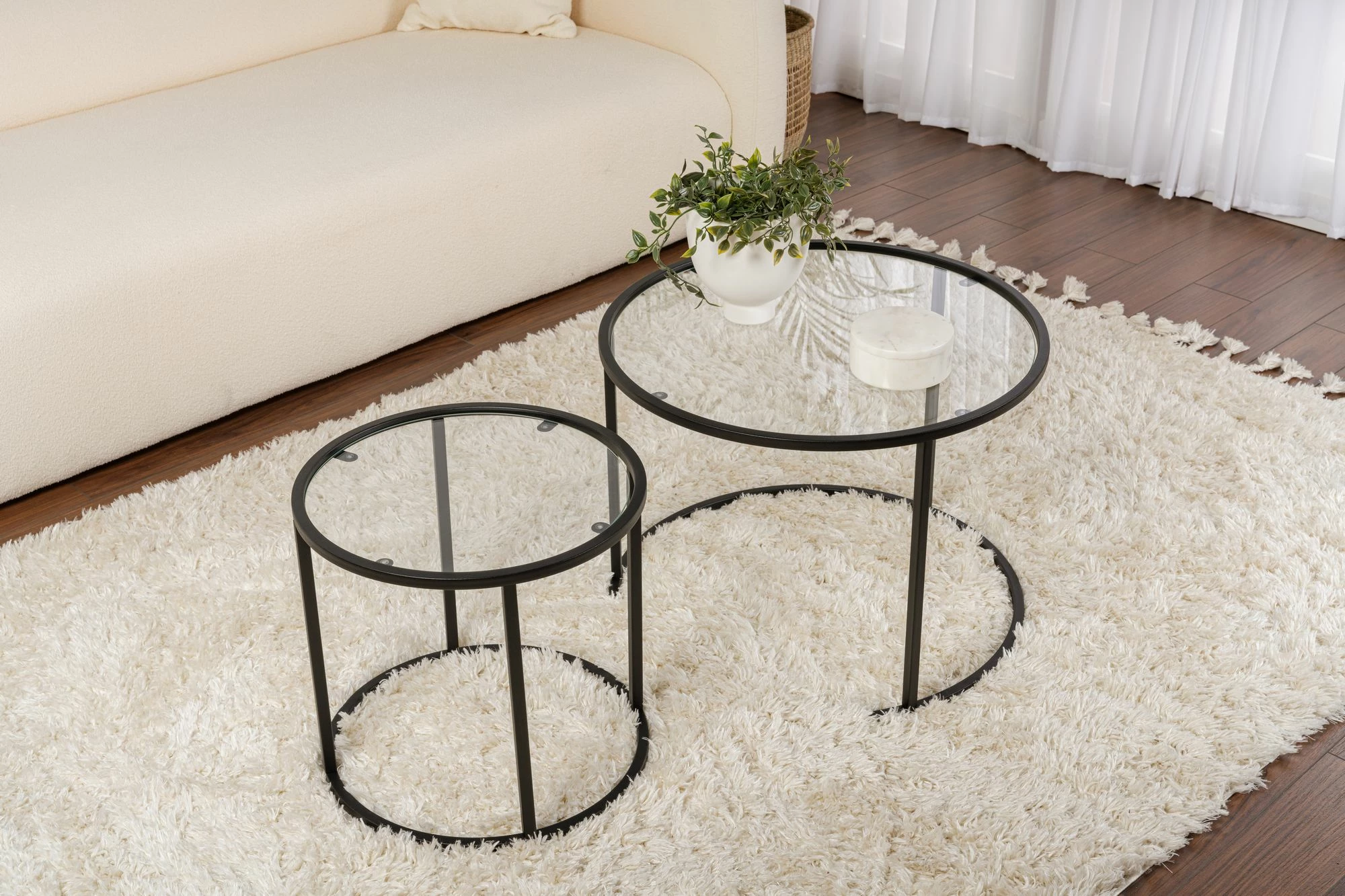 Set kavnih miz Nordure Aurum, 60 x 42 cm, črn in prozoren
