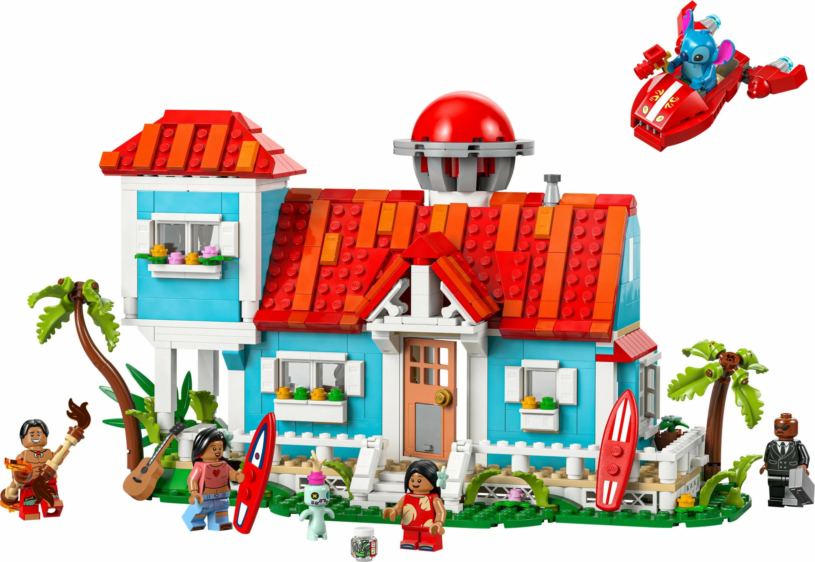 Plažna hiša Lilo in Stitch, komplet gradnje LEGO, 834 kosov, plastika, večbarvno