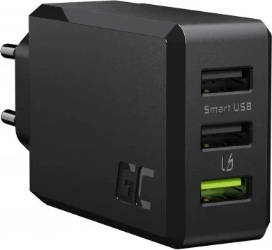 Polnilec ChargeSource 3, Green Cell GC, 3× USB, 30 W, črn