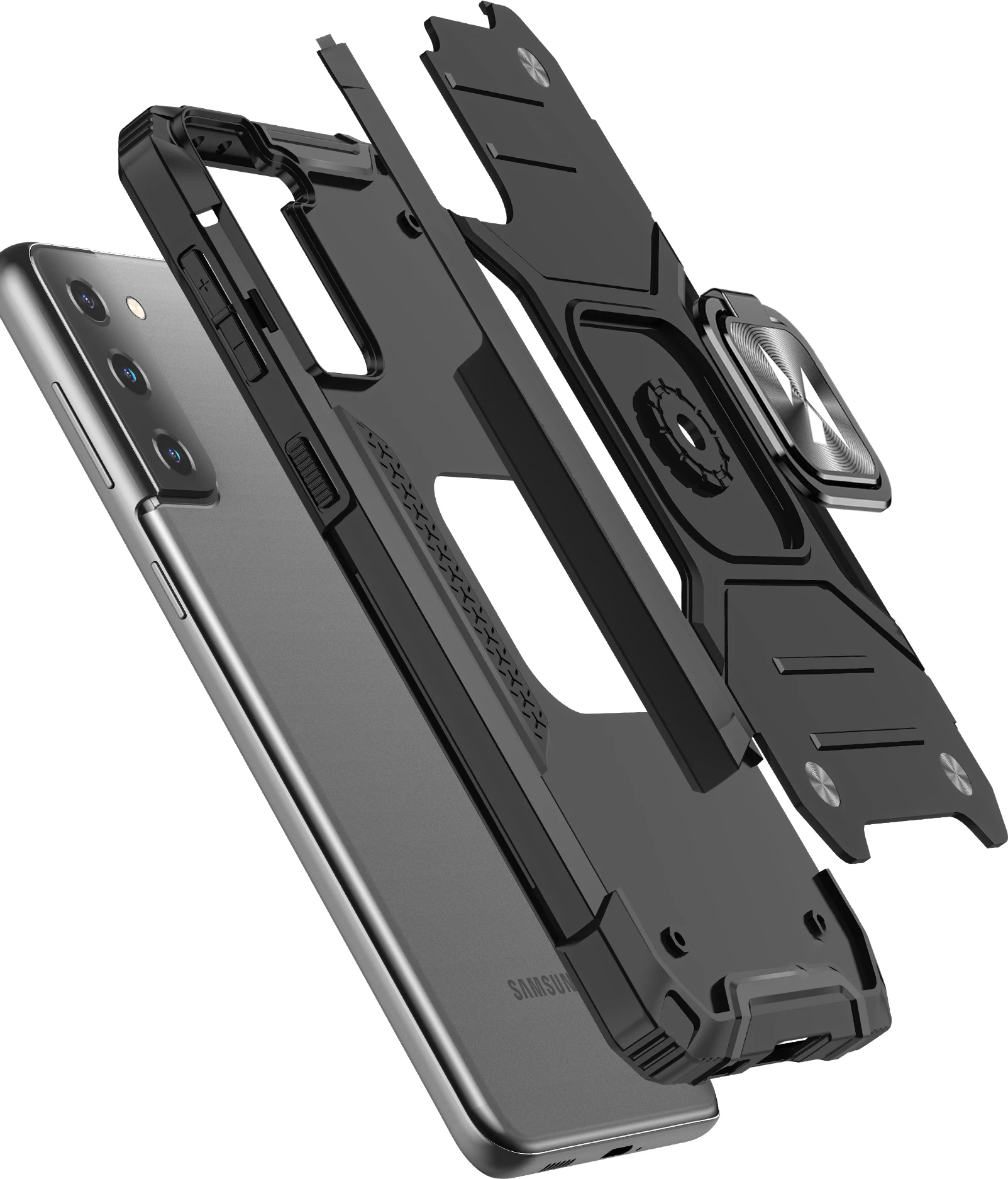 Ovitek za telefon z obročkom in stojalom, Wozinsky Ring Armor za Samsung Galaxy S22, roza