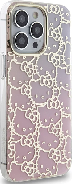 Ovitek za telefon z IML gradientom Hello Kitty Electrop Crowded Kitty Head za iPhone 15 Pro Max, roza