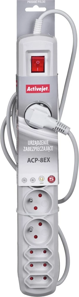 Podaljšek Activejet APN-8G/3M-GR, 8 vtičnic, 3 m, zelen