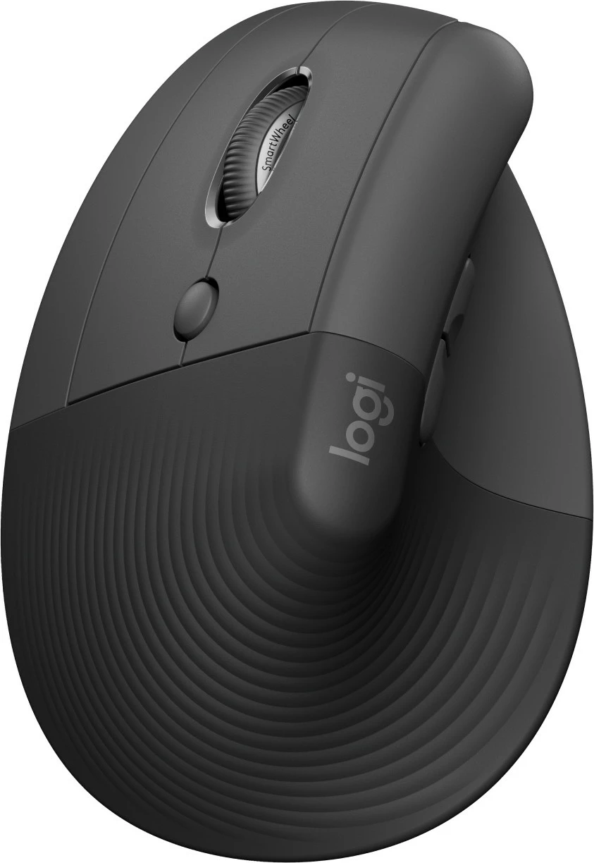 Vertikalni ergonomski miška Logitech Lift, levi, RF brezžično + Bluetooth, 4000 DPI, grafit