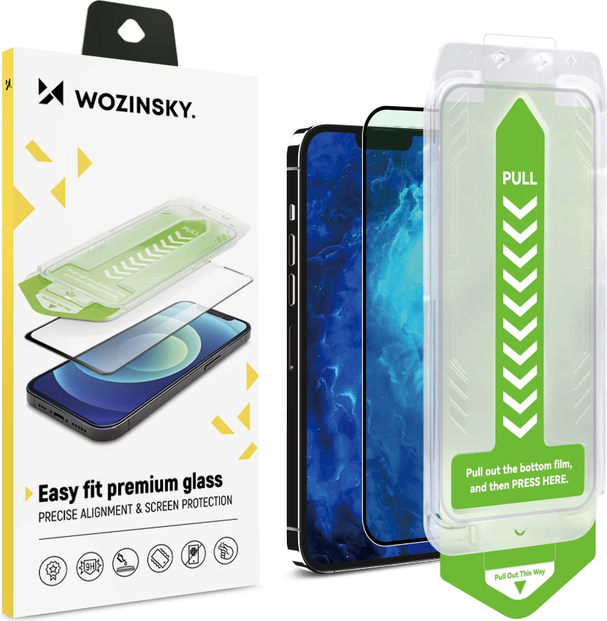 Kaljeno steklo z montažnim okvirjem za iPhone 14 Plus, Wozinsky Premium Glass, črn