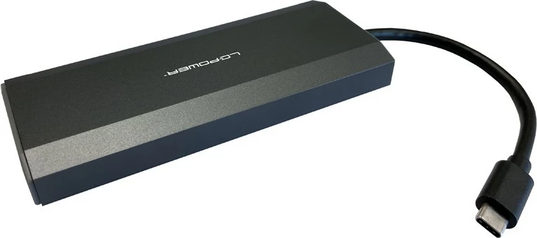 USB razširitveni hub LC-Power LC-HUB-C-MULTI-7-M2, 2x USB-A, 2x USB-C, HDMI, M.2 SSD, 100 W, antracit