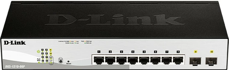 Upravljan stikalo D-Link DGS-1210-08P, 8 vrat, Gigabit Ethernet, PoE