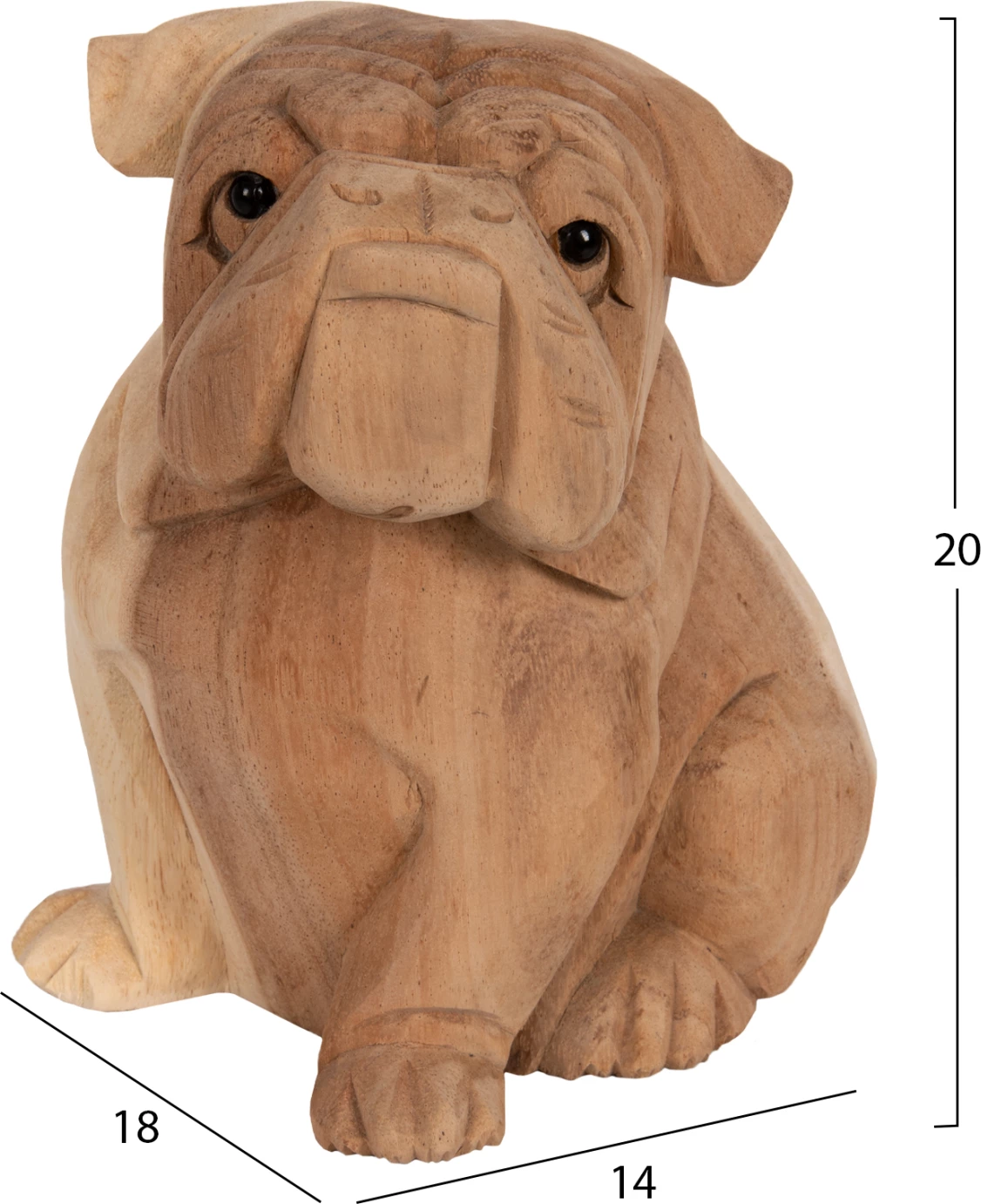Talna dekoracija FH7925 buldog iz suar lesa v naravni barvi 18x14x20Hcm