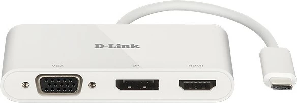 Adapter USB-C s 3 video vrati D-Link DUB-V310, bel