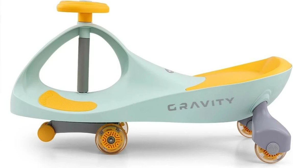 Poganjalec brez pedal z gravitacijskim mehanizmom, Milly Mally Gravity 5926, 4 LED kolesa, 3+, limeta rumena
