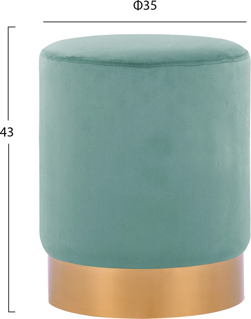 Stolček LEVY FH8408.07 pistacija zelena žamet z zlato osnovo Φ35x43Hcm
