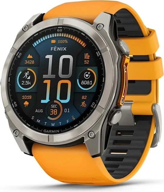 Pametna ura, Garmin Fenix 8, 51 mm, AMOLED, 32 GB, titan, oranžna