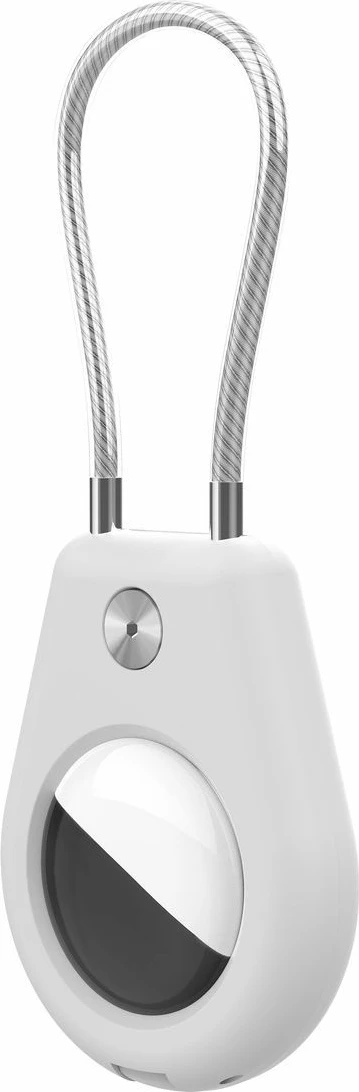 Držalo za Apple AirTag s jeklenim kablom, Hurtel, belo