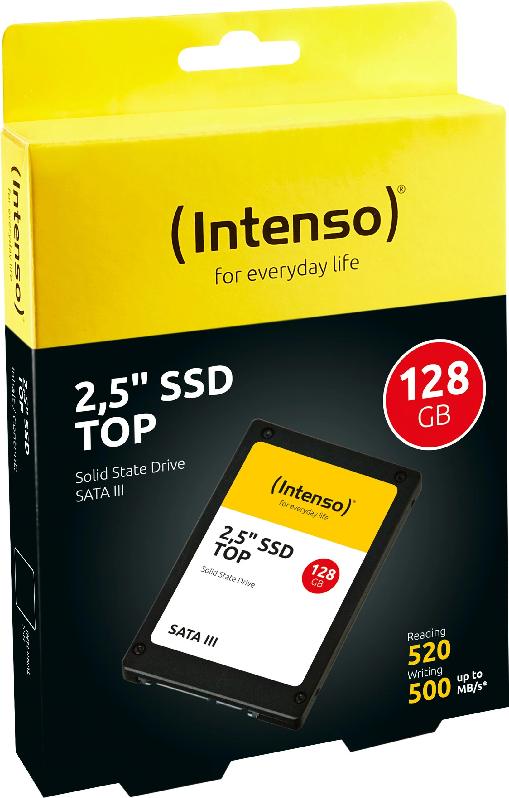 SSD 128 GB, 2,5", 550 MB/s, 6 Gbit/s, črn Intenso Top