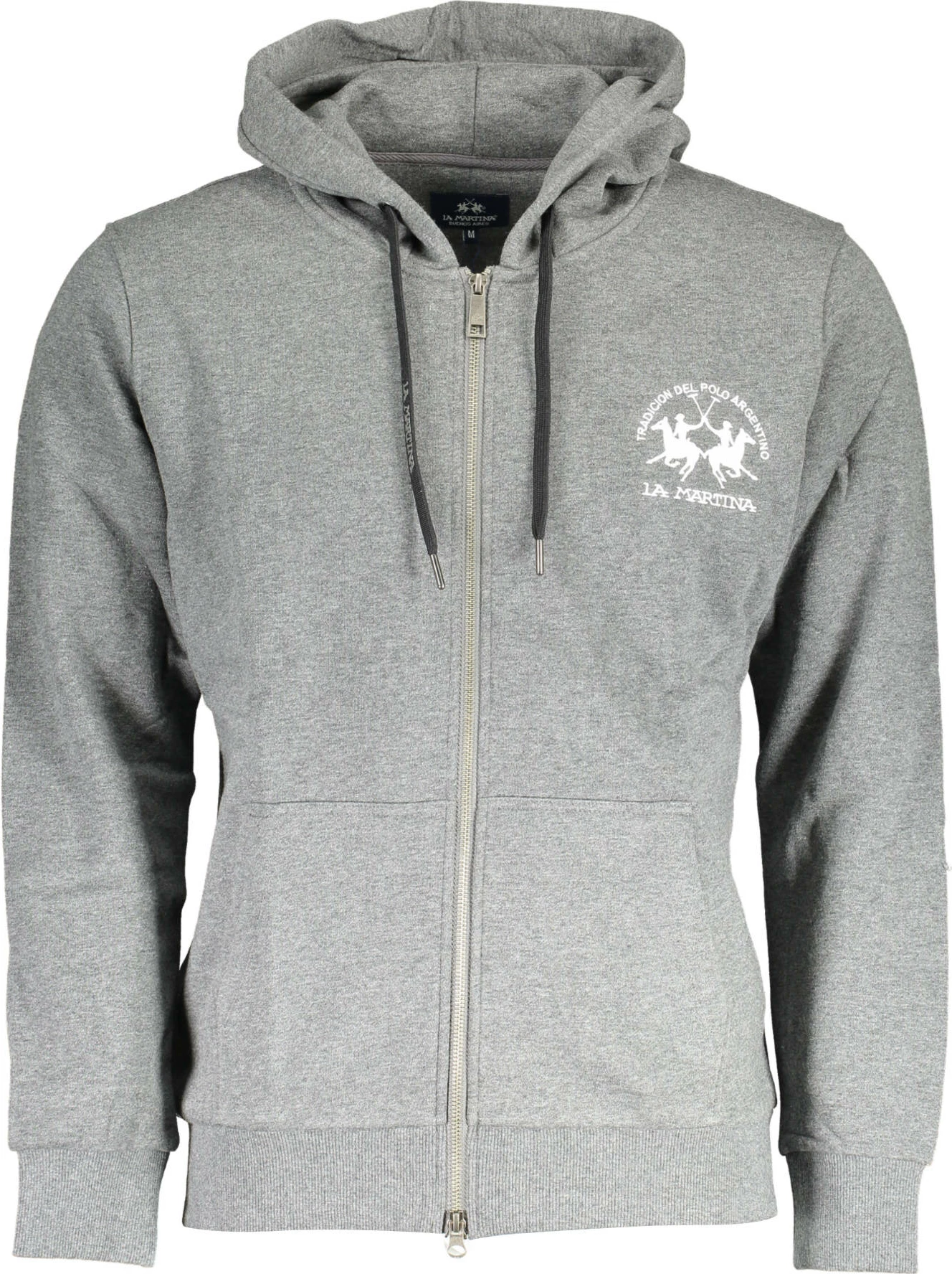 Pulover z zadrgo in kapuco, moški, siv LA MARTINA