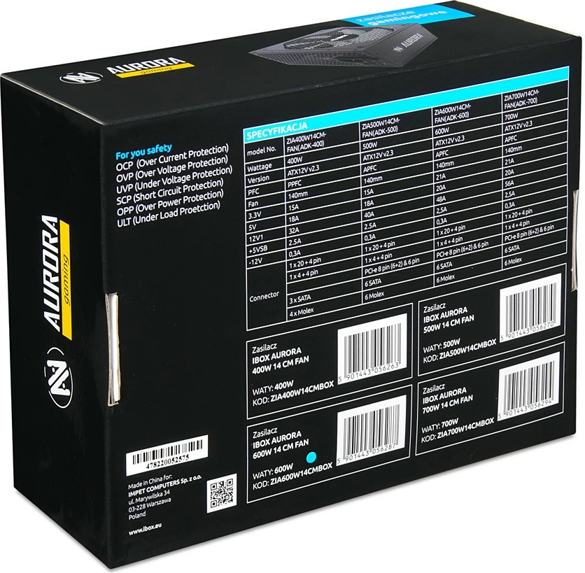 Furniznik z energijo iBOX Aurora 600W, Gaming, črn