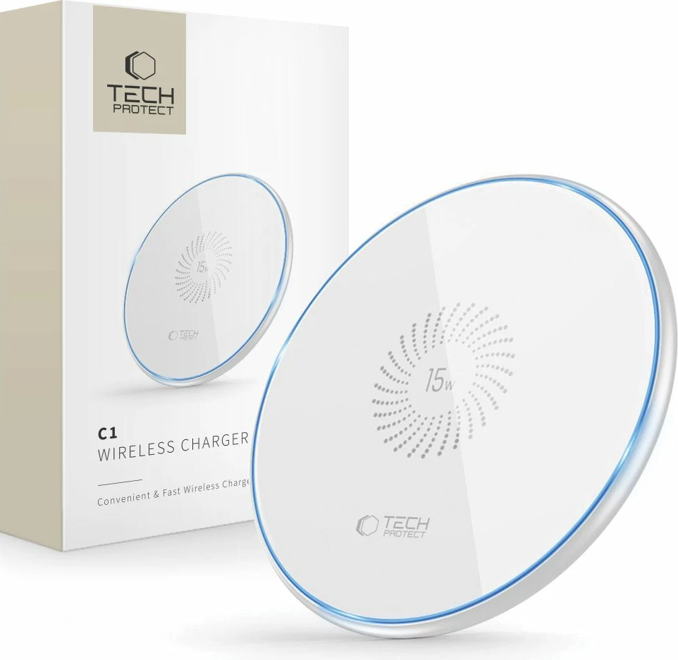 Brezžični polnilnik Tech-Protect QI15W-C1, 15W, bel