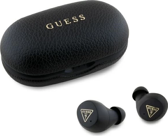 Brezžične slušalke z dokom in power bank Guess GUTWSPGTSPSK TWS, Bluetooth 5.3, eko usnje, črne