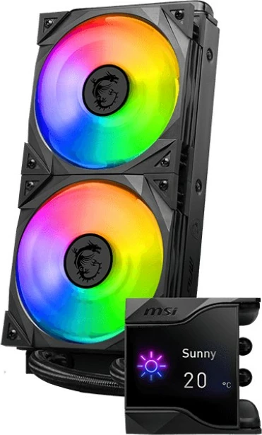 Vodeno hlajenje za procesor MSI MPG Coreliquid D240, 2x120mm, IPS zaslon, ARGB, črno