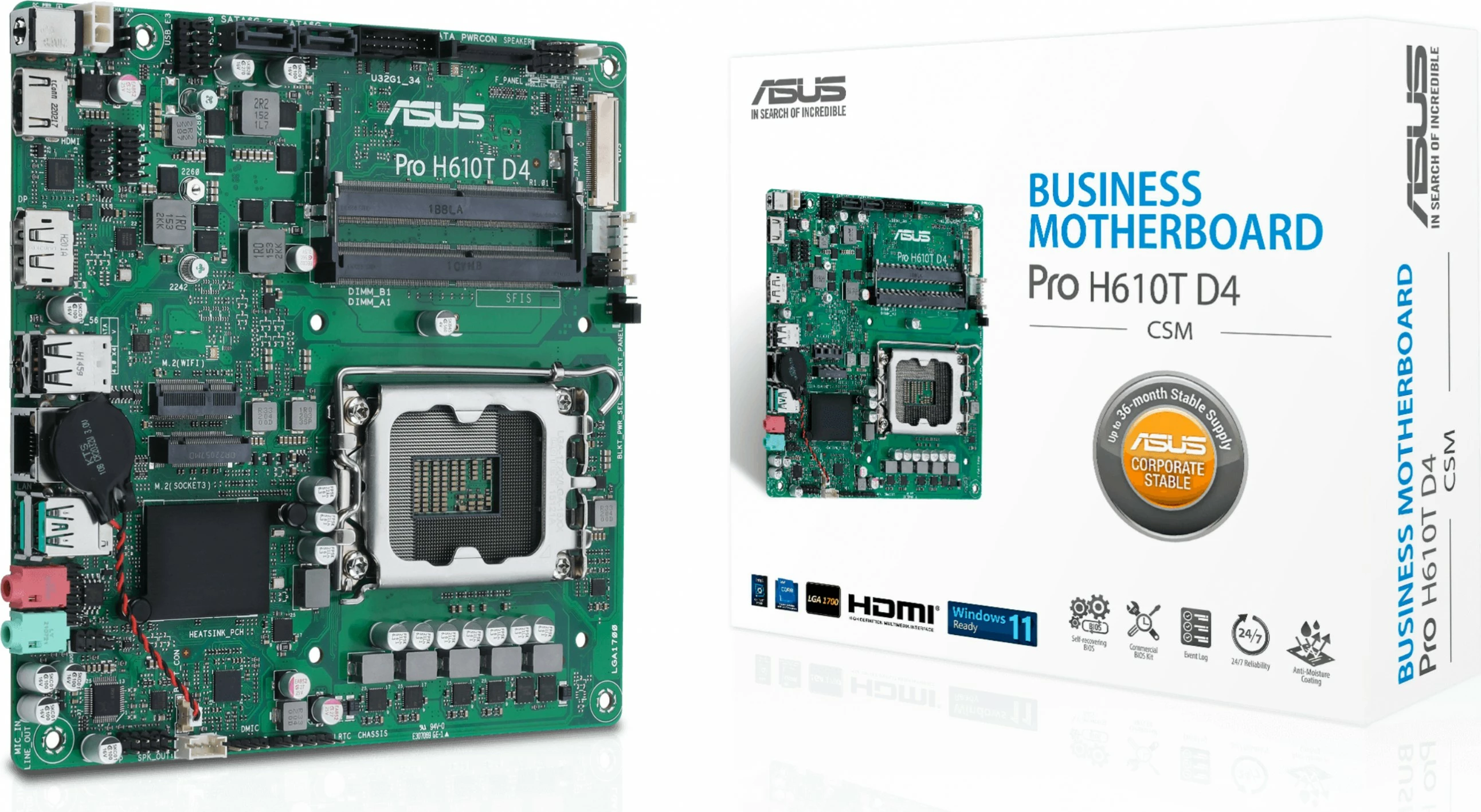 Matična plošča ASUS Pro H610T D4 mITX, DDR4