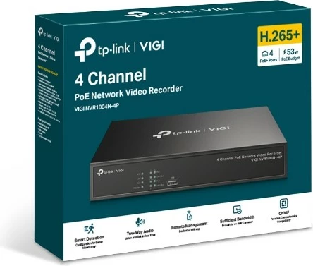Omrežni snemalnik TP-Link VIGI NVR1004H-4P, 4-kanalni, PoE+