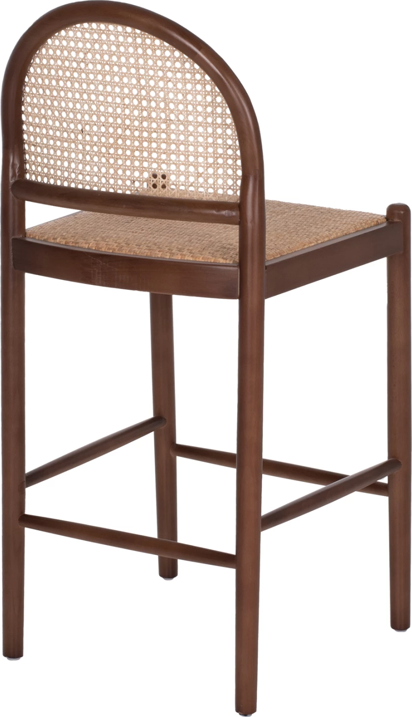 Barski stol iz bukovega lesa v barvi oreha in ratana, bež, polkrožno naslonjalo 46Χ48Χ94Hcm.FH9408.04