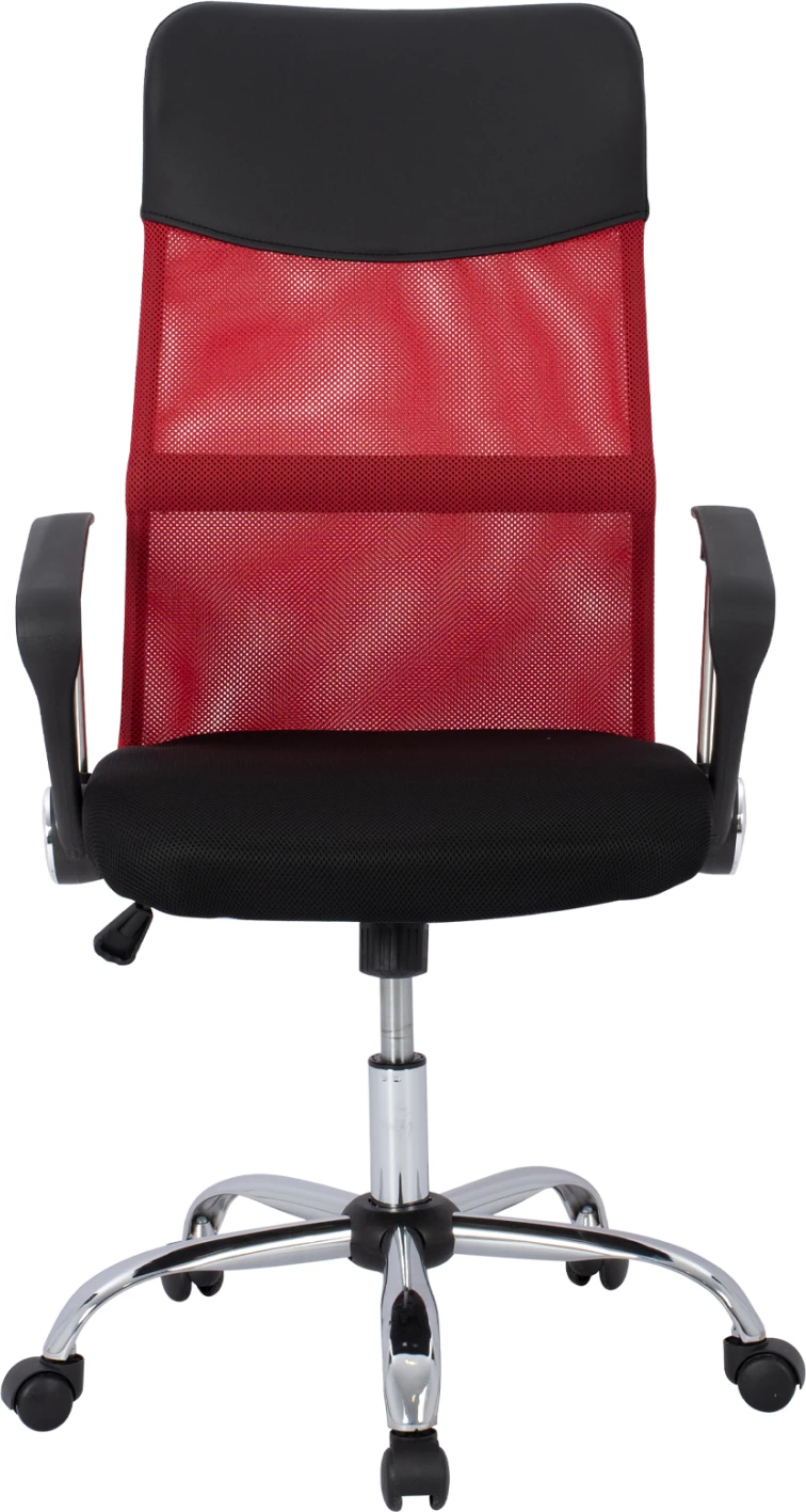 Pisarniški stol FH1000.07 Črna Rdeča Mreža kromirana noga 61x58x118
