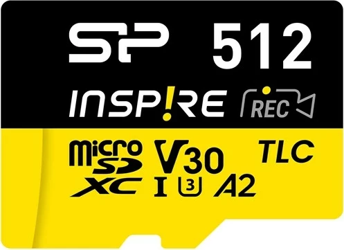 Kartica microSDXC 512 GB Silicon Power Inspire, V30 UHS-I U3 A2, z adapterjem, črna