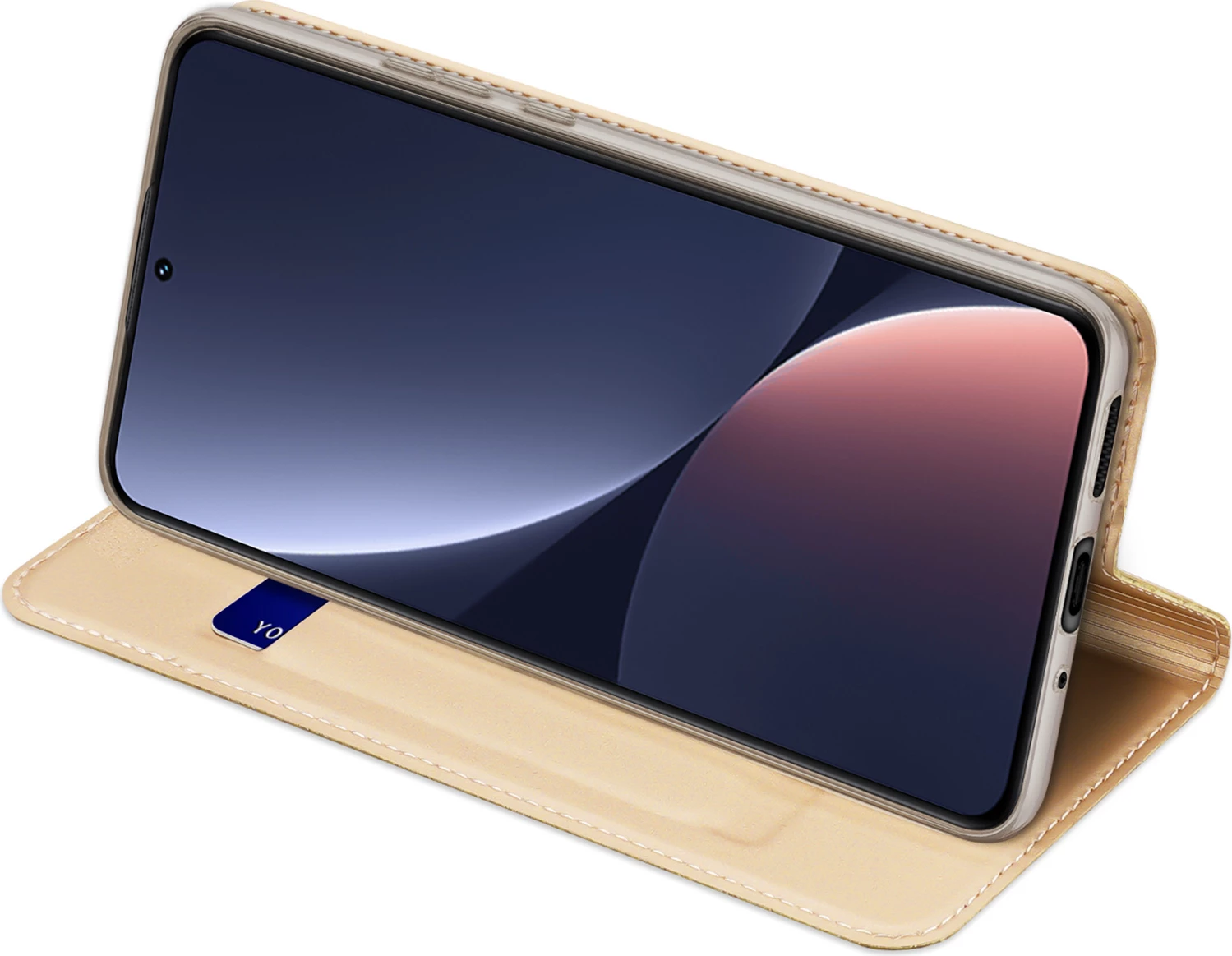 Ovitek za telefon z pokrovom, žepom za kartico in funkcijo stojala, zlati — Dux Ducis Skin Pro za Xiaomi 13