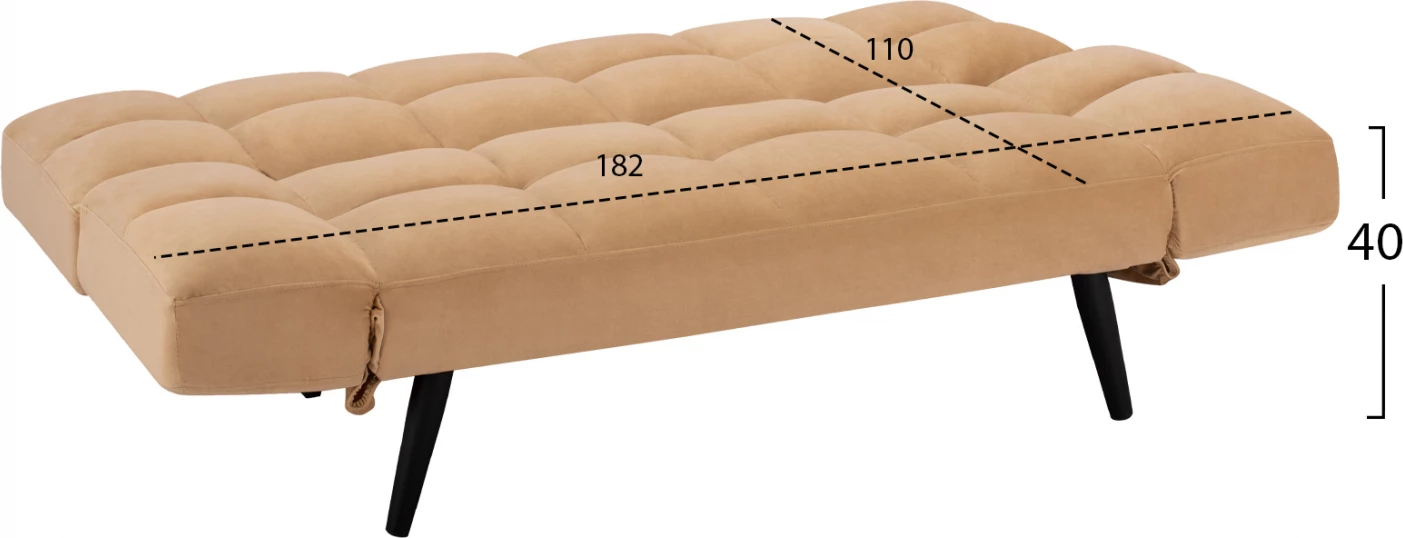 Trosed kavč postelja iz žameta v bež barvi FH3167.07 182x80x88cm