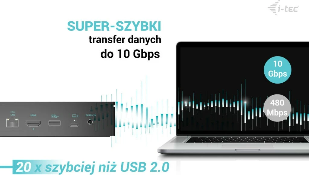 Docking ohišje i-tec CA5MONITORDOCKPD, 5×4K/60Hz, Power Delivery 100W, črno