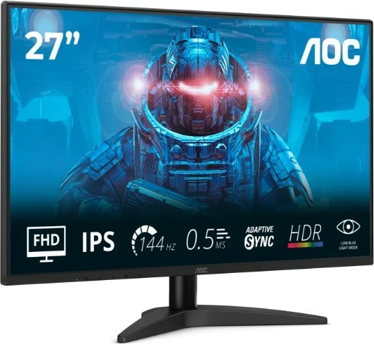 Monitor 27" FHD IPS 144Hz 0,5 ms HDR10 Adaptive Sync, HDMI/DP, črn, AOC 27B36X, s HDMI kablom 1,5 m