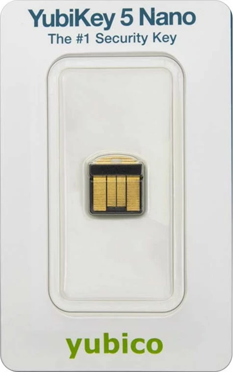 Varnostni ključ Yubico YubiKey 5 Nano, USB-A, črn, zlati