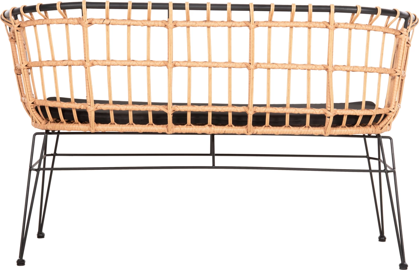 Zunanja kavč (klop) 2-sedežna Allegra FH5692.11 P.E. ratan v bež-črnem kovinskem okvirju 125x60x77H cm