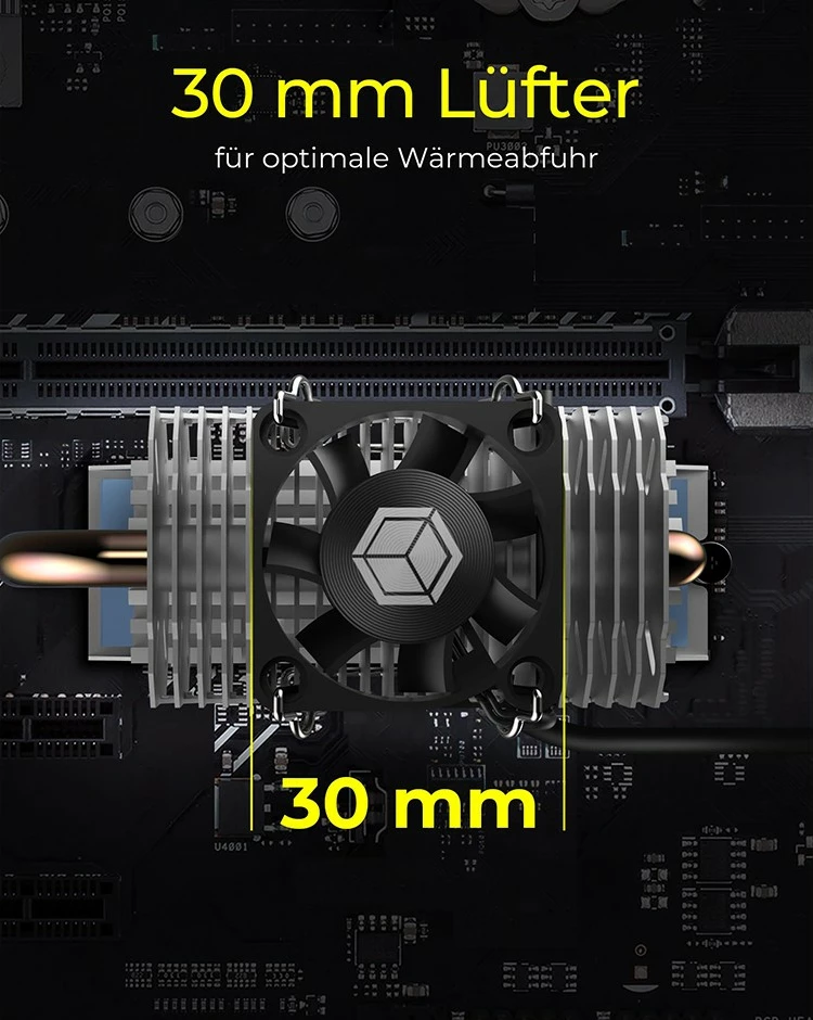 Radiator za SSD ICY BOX IB-M2HSF-705, ventilator 30 mm, 8500 RPM, srebrn