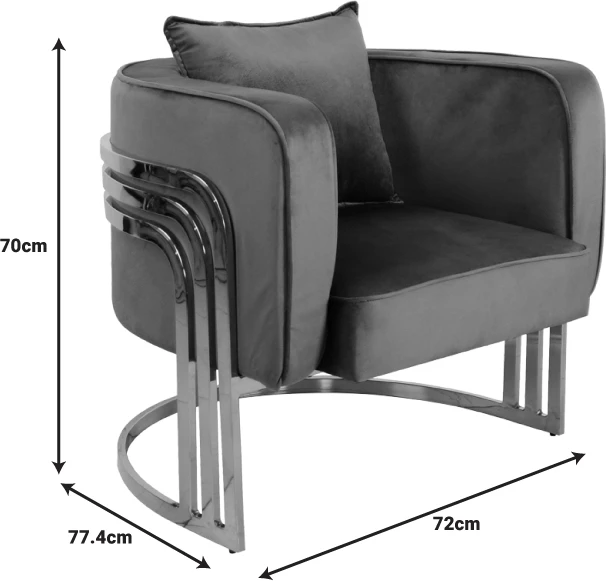 Stol z modrim žametnim oblazinjenjem in zlatim kovinskim ogrodjem, Roblu, 72 x 77,4 x 70 cm