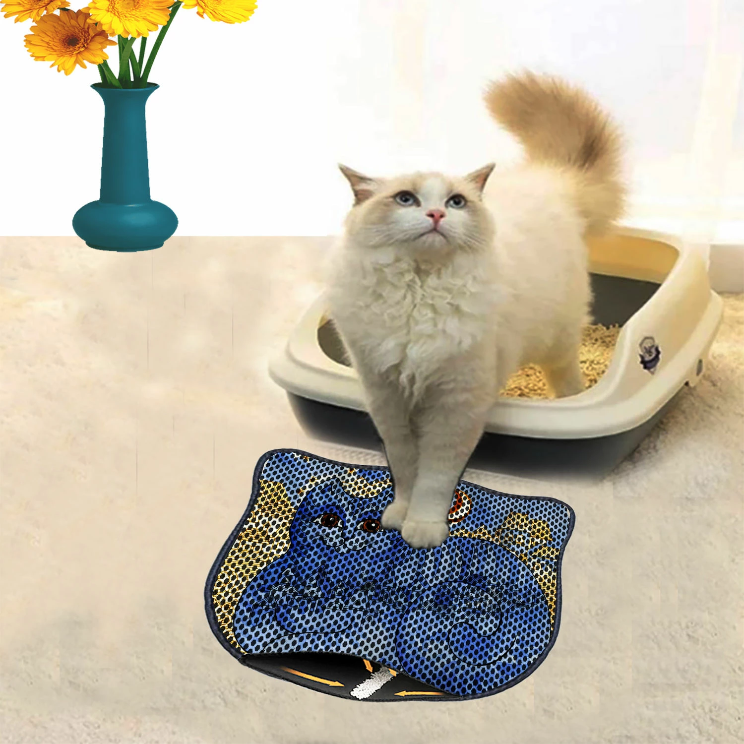 Preproga za mačji pesek, večbarvna, Paws & Whiskers Kdkafa0117, 40x50 cm