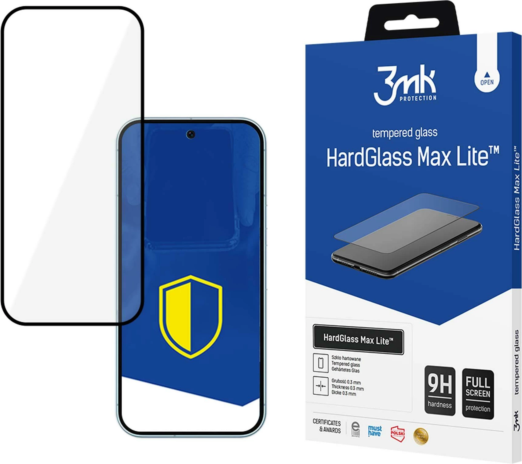 Zaščitno steklo 3mk HardGlass Max Lite za Google Pixel 9/9 Pro, črno