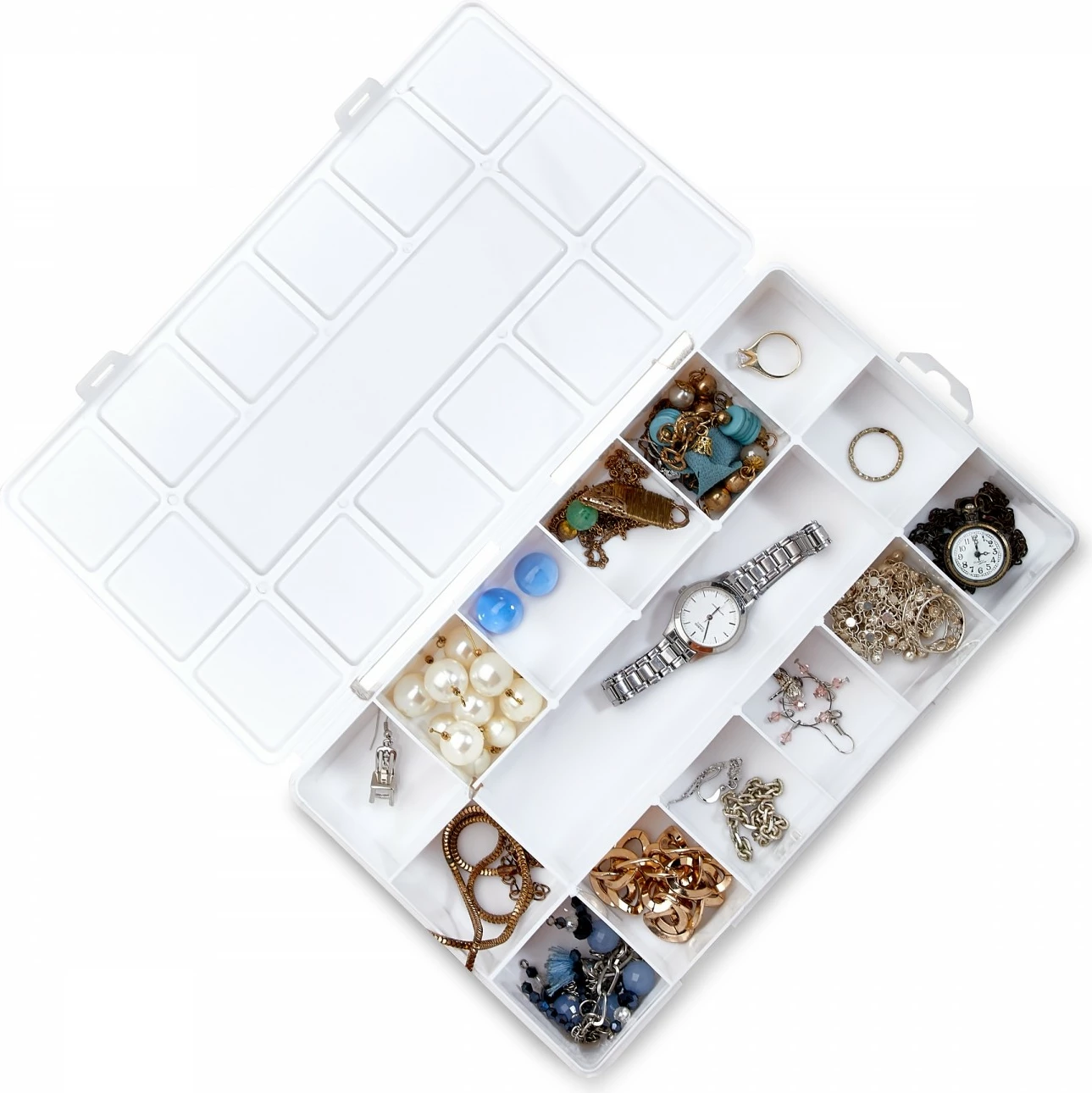 Kompaktna škatla za nakit Aberto, bela, ORG-2016