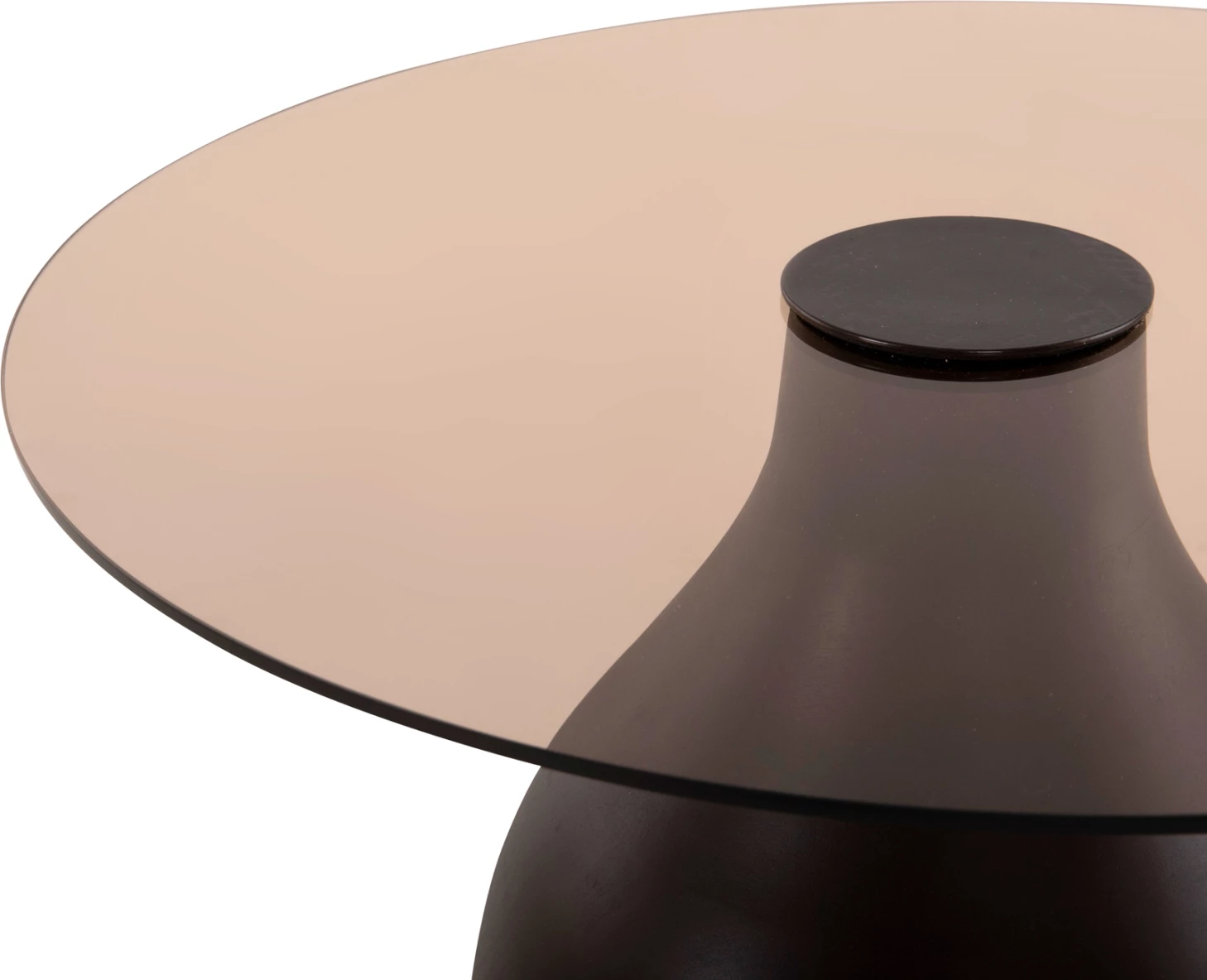 Stranski mizi 2 kosa CHANG FH9668 mango les v rjavi barvi-steklena plošča Φ55x49,5H & Φ40x36,5H cm