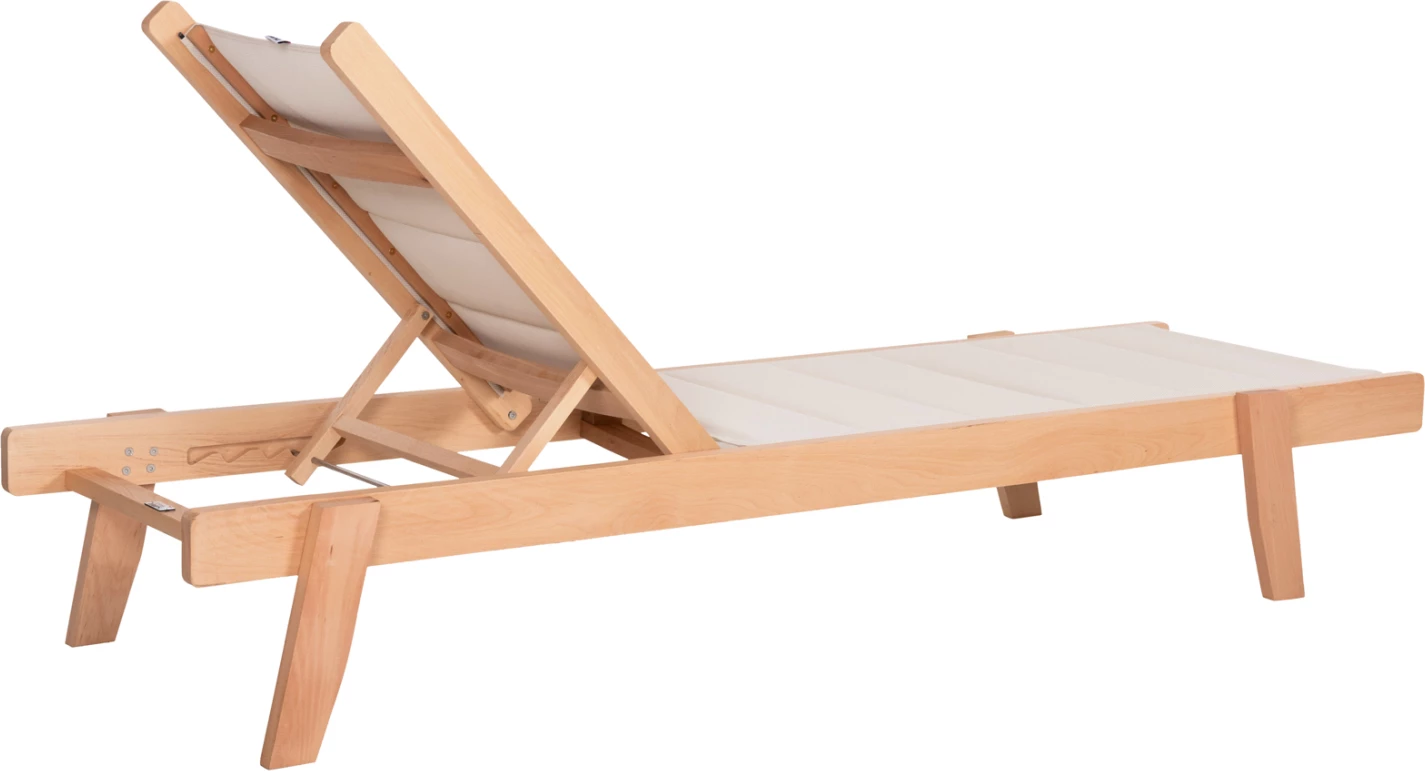 Plažni ležalnik MILOS FH10650.01 iz bukovega lesa v naravni barvi z ecru prevleko iz tekstilena 204x65x92,5H cm