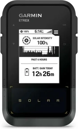 Ročni GPS z sončno polnjenjem Garmin eTrex Solar, 28 MB, črn, siv