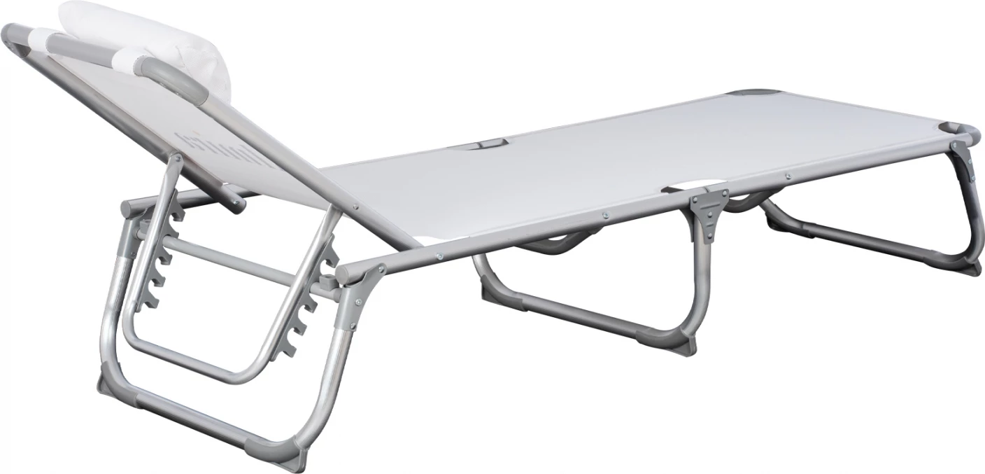 Ležalnik za plažo FH5054.03 težki tip bele barve aluminij 188x58x31-81 cm