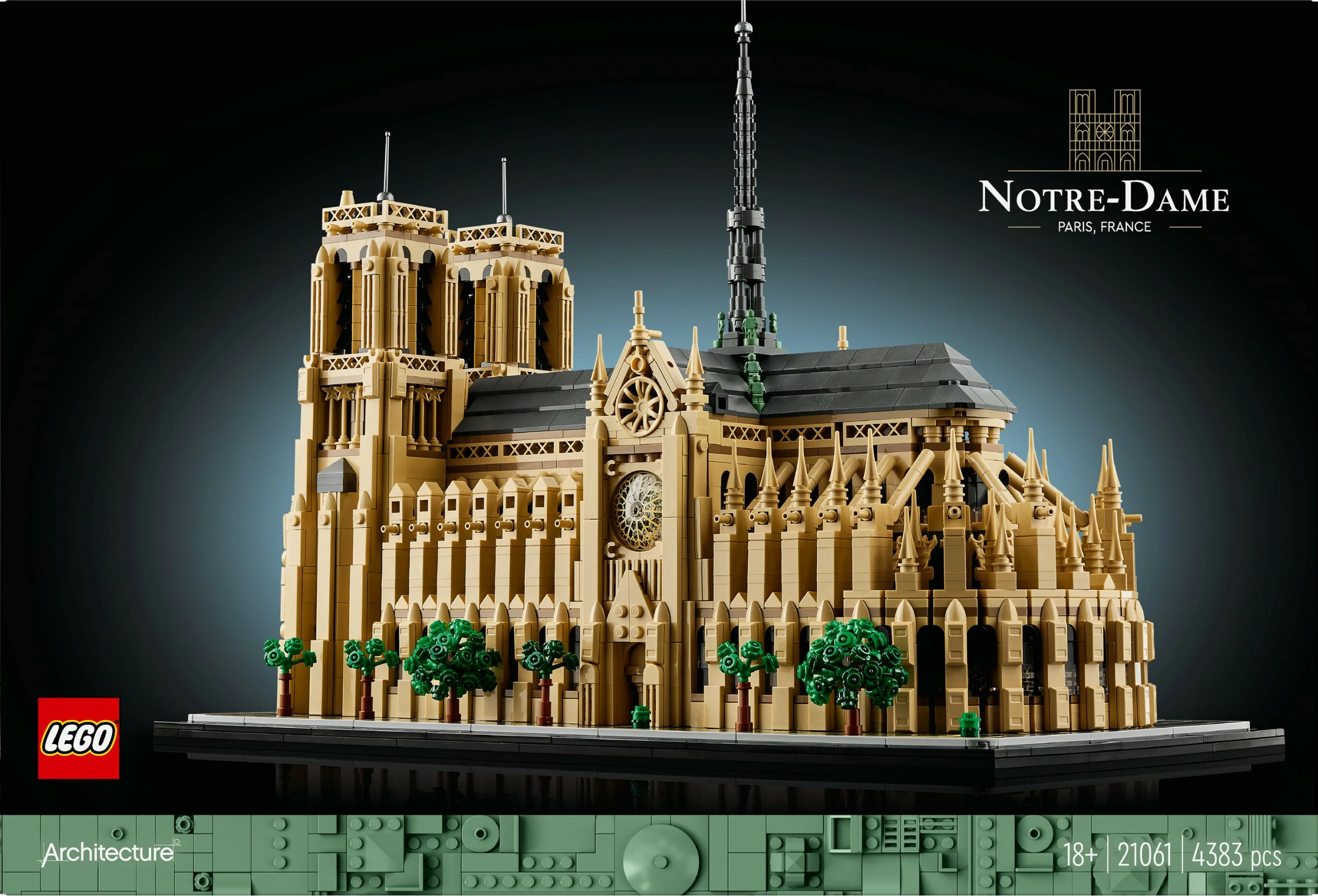 Model Notre-Dame de Paris, LEGO Architecture, 4383 kosov, plastika, večbarven