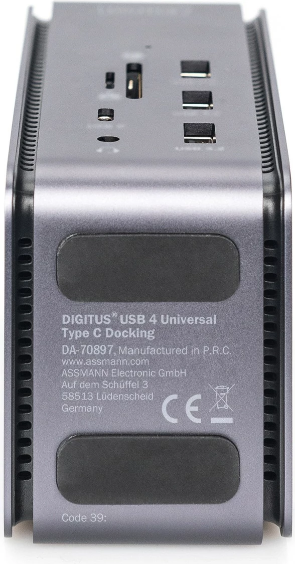 Stojalo za priklop Digitus, 1x DP, 1x HDMI, 2x USB-C, 3x USB 3.2, 3x USB 2.0, 2x čitalca kartic, 1x avdio, 1x RJ45, črno
