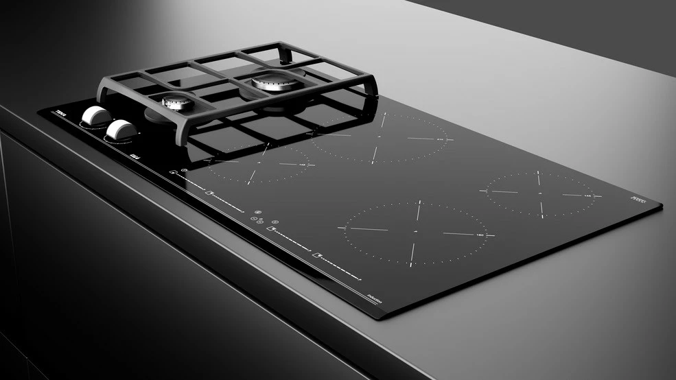 Kuhalna plošča z indukcijo in plinom TEKA JZC 96324 ABC BK (E4), 90 cm, 4 indukcijske cone + 2 plinska gorilnika, črna
