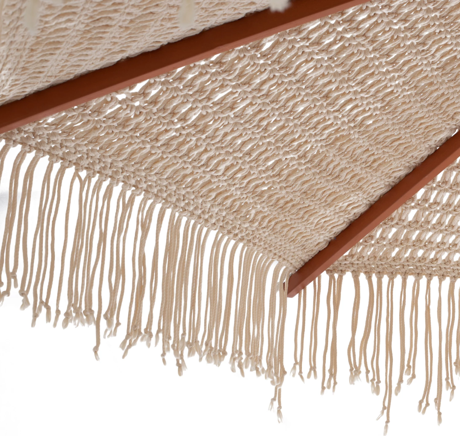 Senčnik makrame, ročno izdelan, bež, leseno ogrodje, Φ2,30 m, FH5779.01