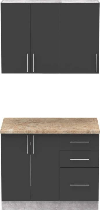 Kuhinjski element Festa I, melamin, temno siva in sonoma, delovna plošča 100x60x85 cm