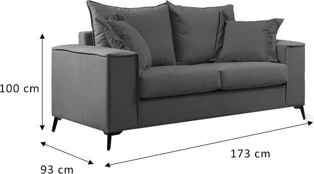 Dvosed Verona, temno siva tkanina z bež blazinami, 173x93x100 cm